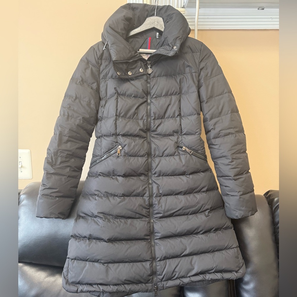 Moncler Flammette Hooded Long Down Jacket size 1 or Small